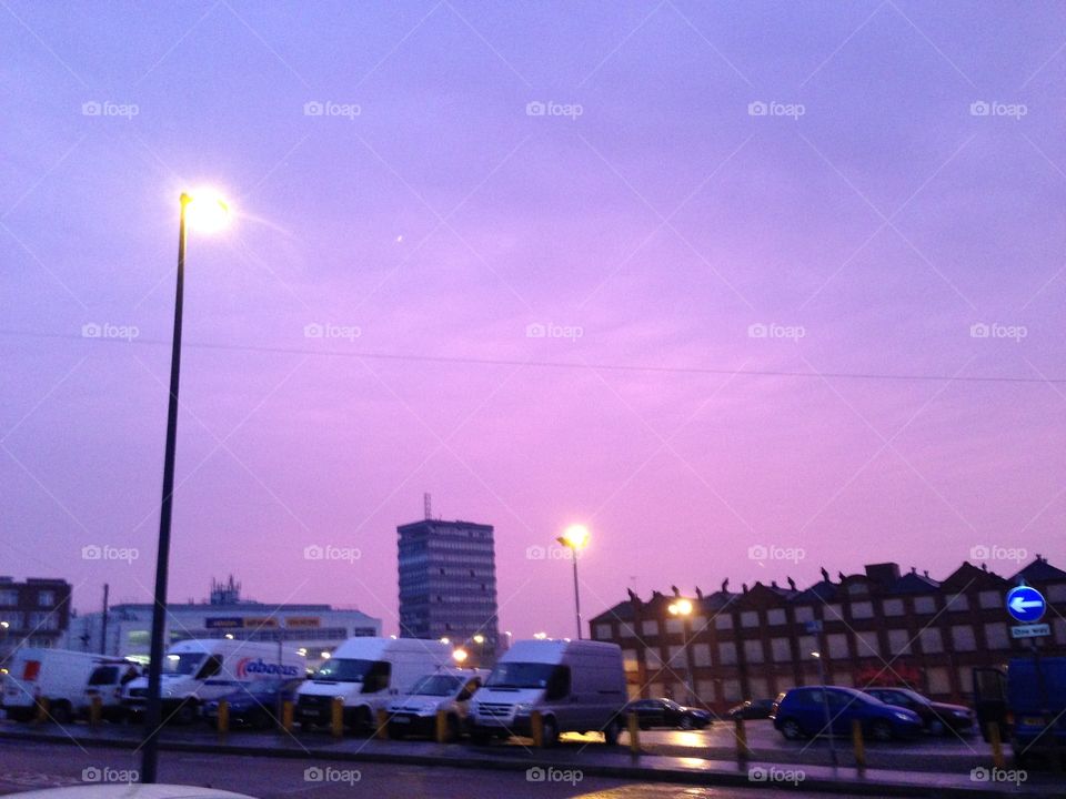 Purple city Sky . Early morning city Sky 