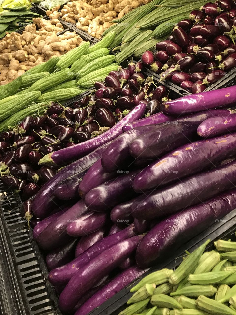 Colors of health. Purple eggplants.