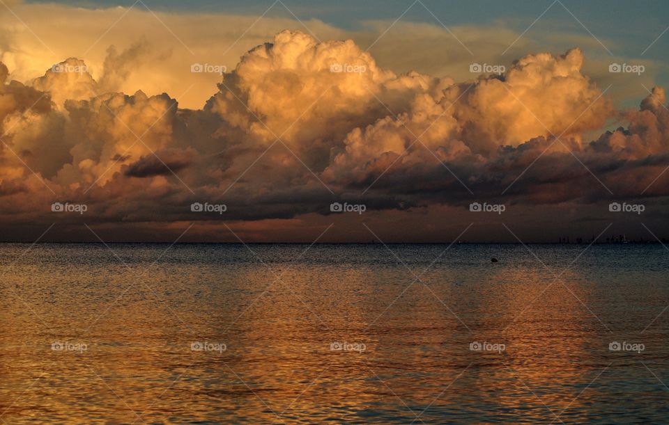 dramatic sunset cloudy sky over the baltic sea in poland