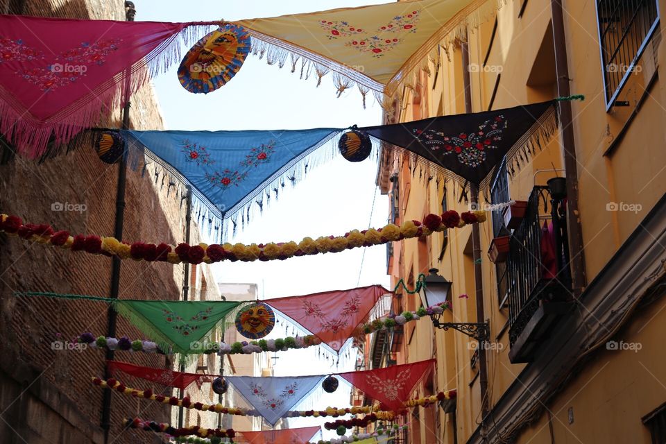 Colorful ornaments in the street ready for party 