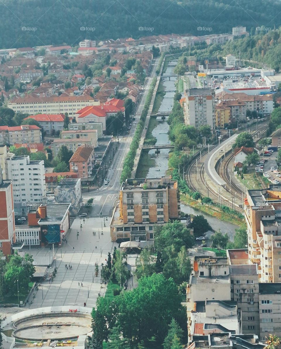 the city of Resita seen from above