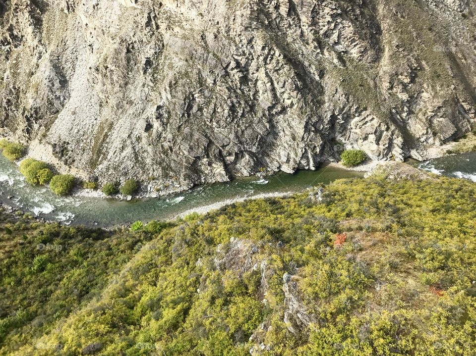 View from above of Nevis River, New Zealand, February 2017