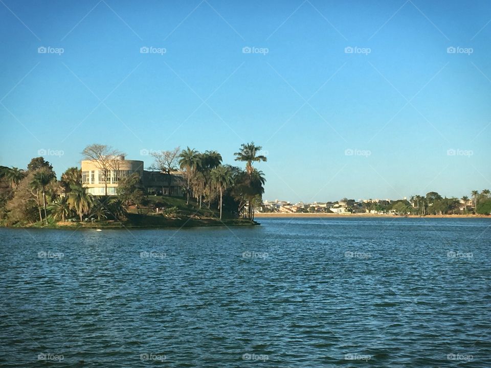 View of a beautiful museum near the lake