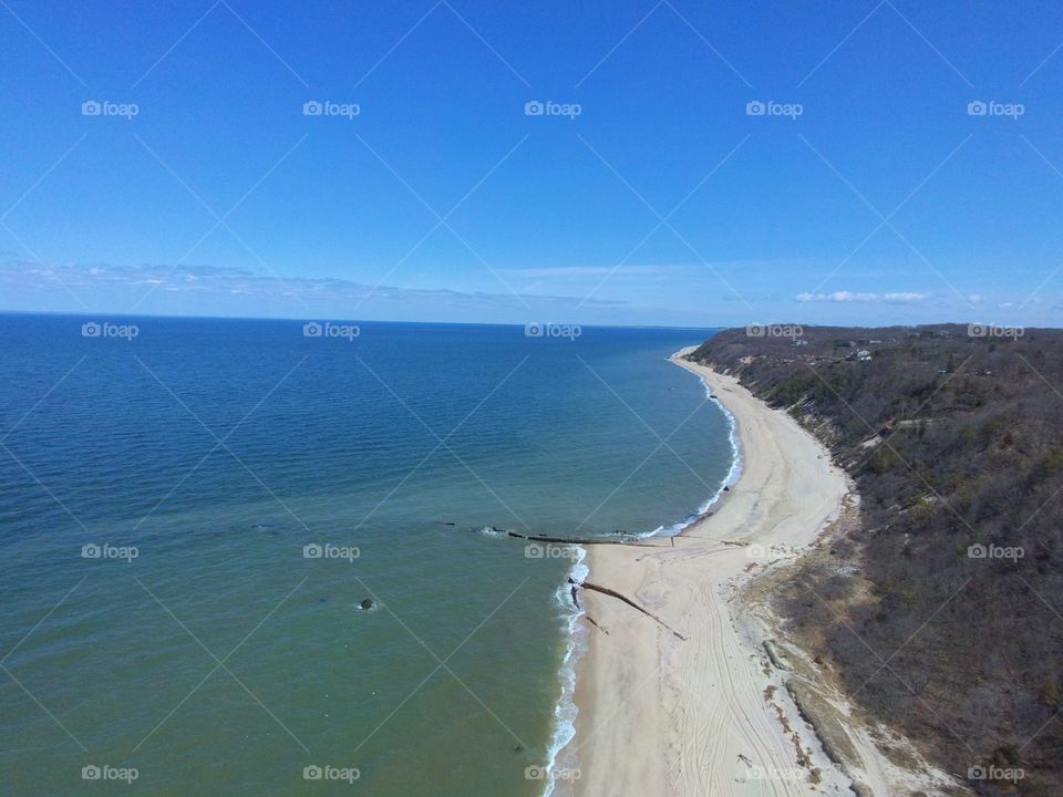 Aerial of the Shipwrecks at Reeves Beach in Riverhead NY