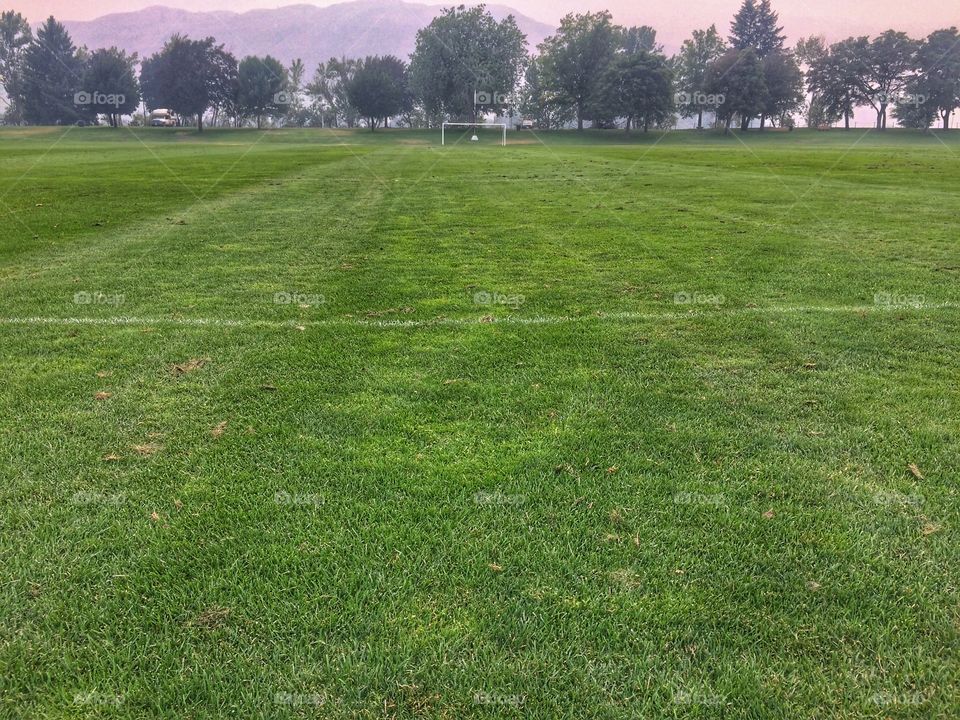 Smokey day on the soccer field 