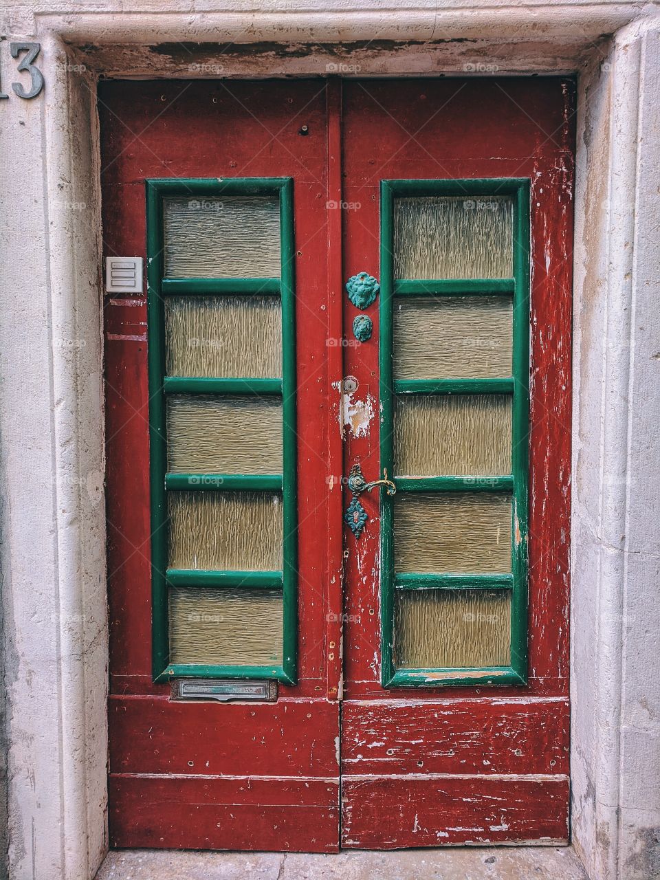 Old door of one of the house in Piran, Slovenia