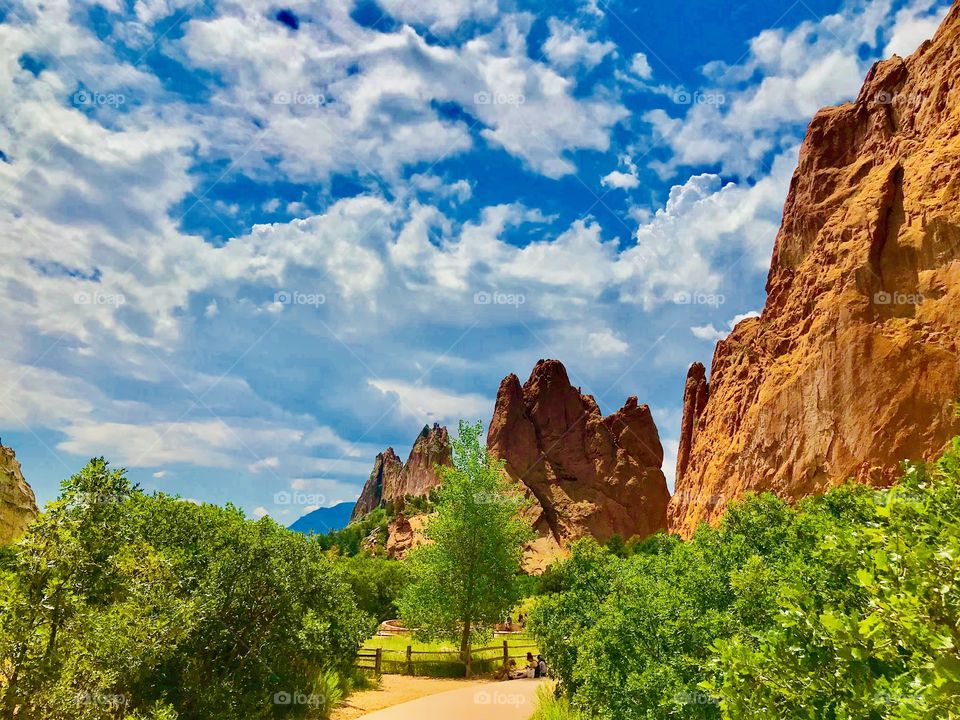 Landscape at Garden of the Gods in Colorado Springs Colorado. Beautiful scenery there. It’s a great place for a hike, walk, run, bike ride or for a rock climb. 