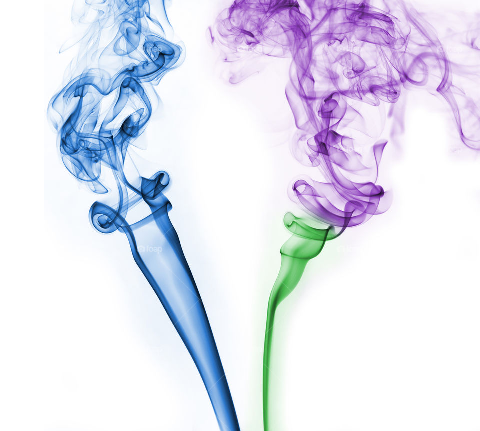 Colorful abstract smoke background on white
