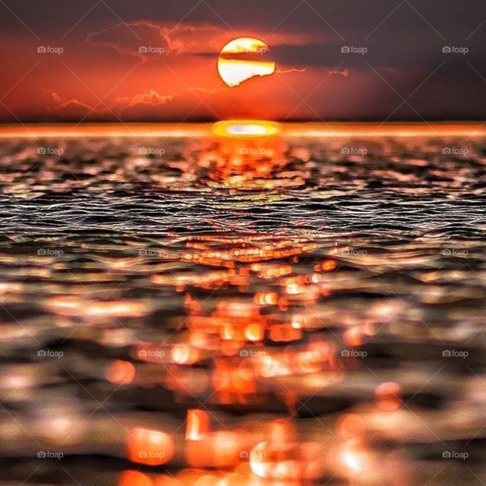 Sunlight reflection on the sea with beautiful sunset