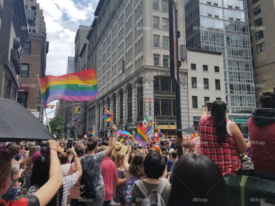 NYC Pride
This photo was taken at the NYC Pride Parade in 2017. It shows the people peacefully enjoying their time with rainbow flags galore. I took many photos like this and really like the way this one in particular turned out.