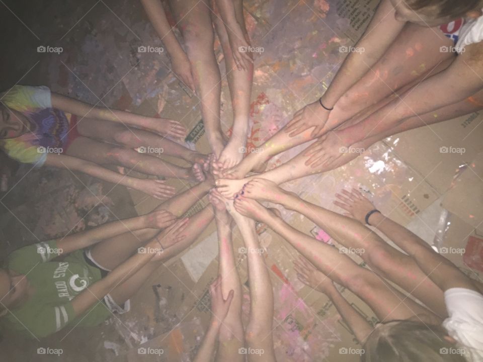 "Let's all put our legs in a circle and take an artsy pic looking down at them."