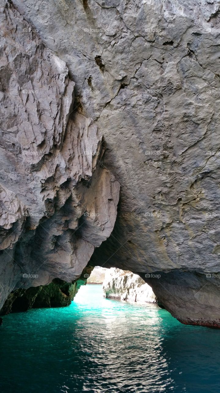 turquoise cave. boat tour around the island of Capri