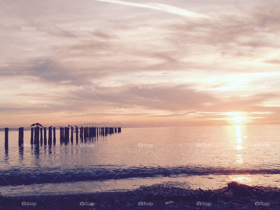 Soft summery beach sunset.