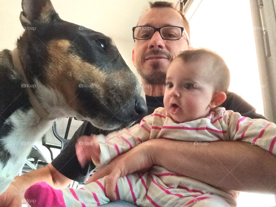 Selfie Baby, Dog and Dad