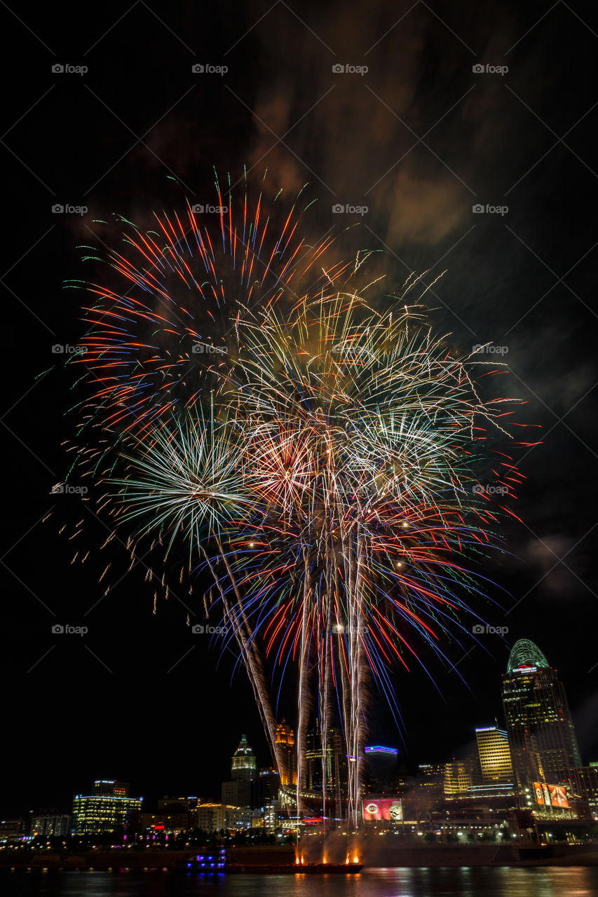 Colorful Firework Cityscape 