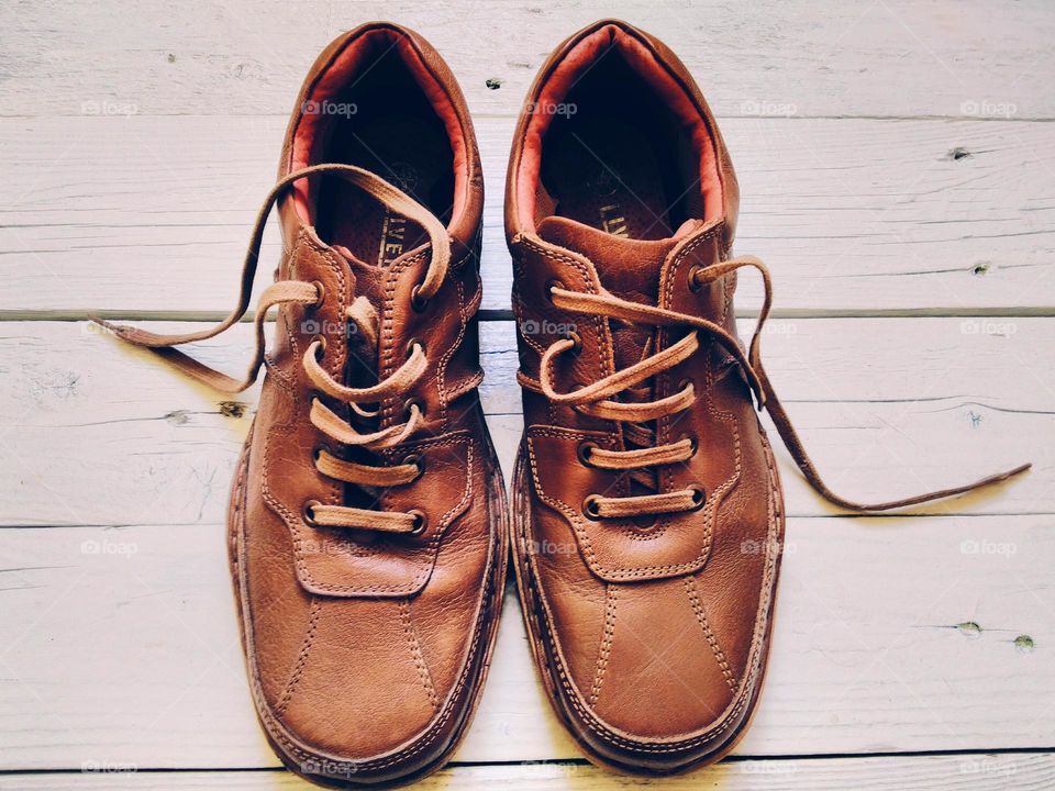 Brown leather men's shoes