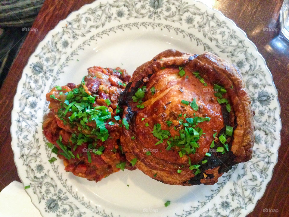 Scotch pie and beans