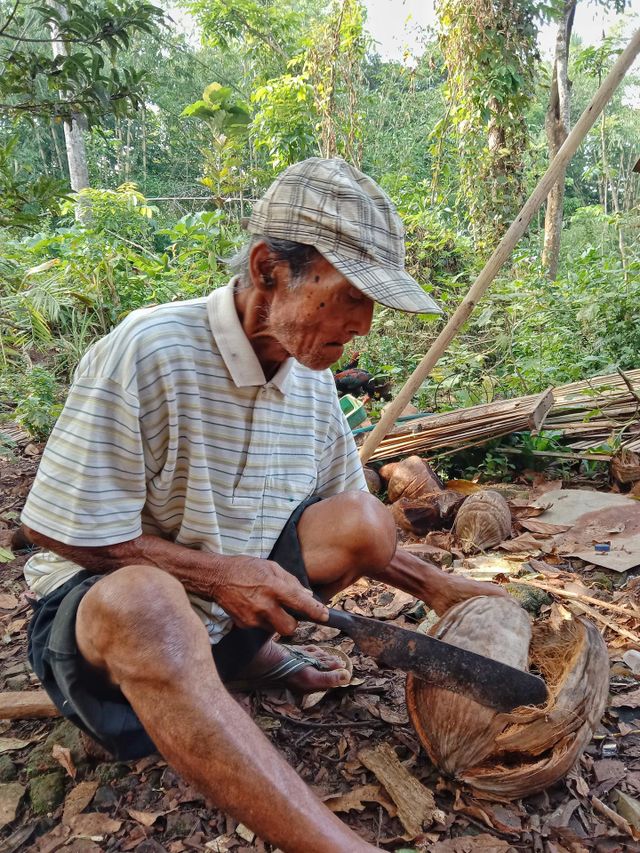 My father is a farmer in the village.