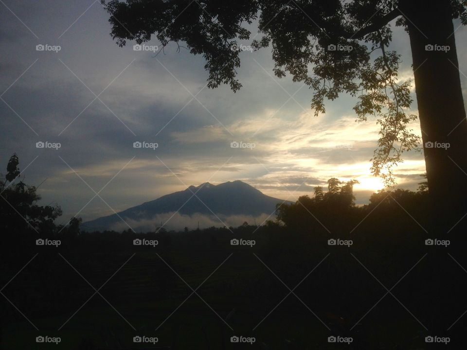 very cool sunrise is seen and felt because far from the city crowd. Location karanganyar, central java, indonesian