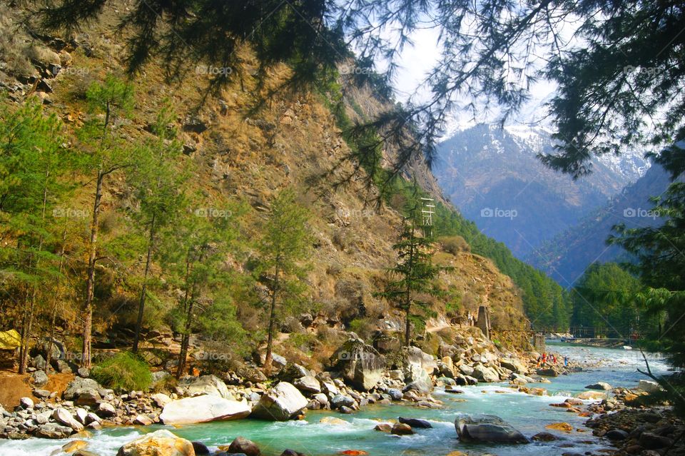  This is Parvati river in the Parvati Valley in Himachal Pradesh, northern India that flows into the Beas River at Bhuntar, some 10 km south of Kullu in India.
