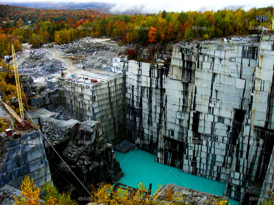 Autumn view of the Rock of Ages granite quarry in Barre, Vermont.