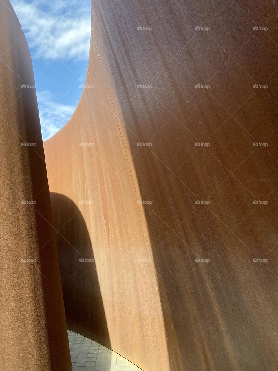 Shadows on a large metal sculpture 