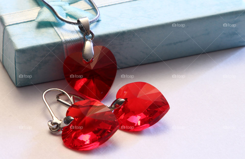 Red heart jewelry Swarovski crystal