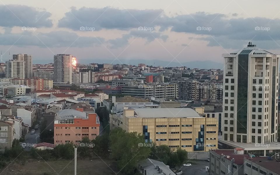 the sun coming up in Istanbul Turkey