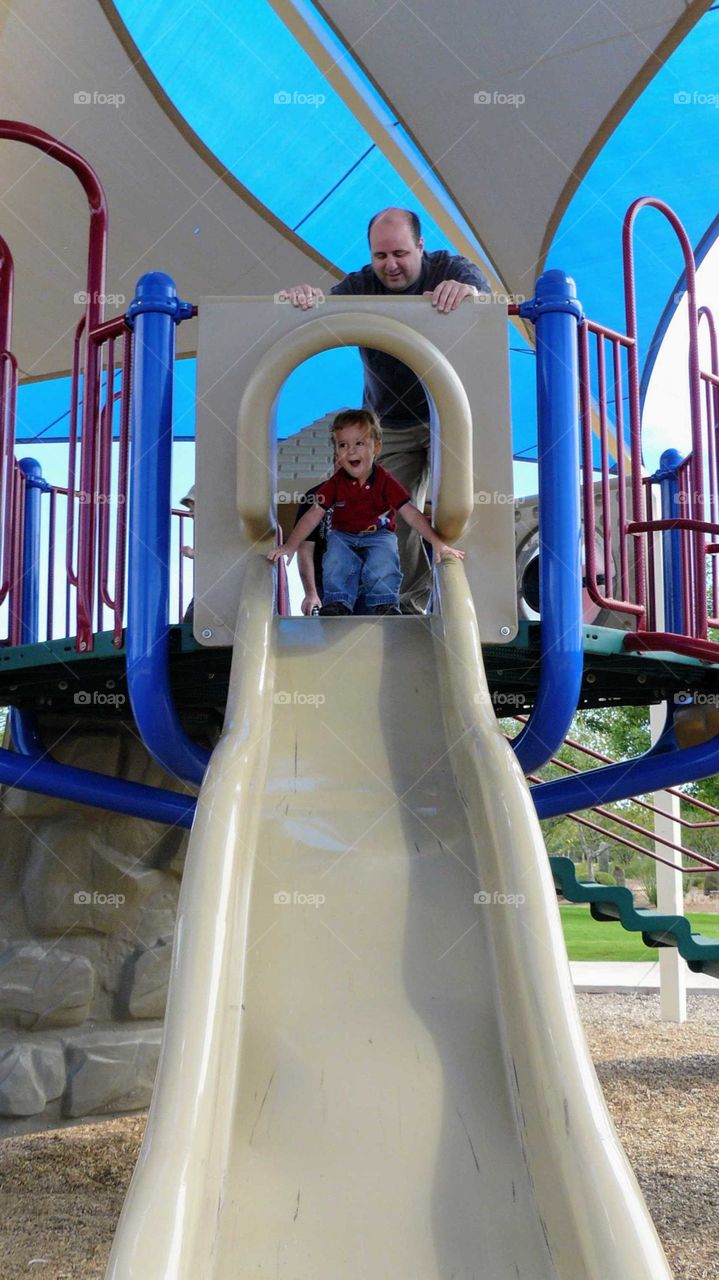 Going down the slide