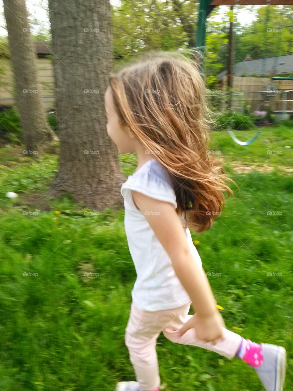 Running Bean. my daughter, playing outside