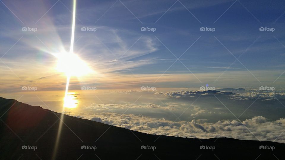 beautiful sunset at a mountain top