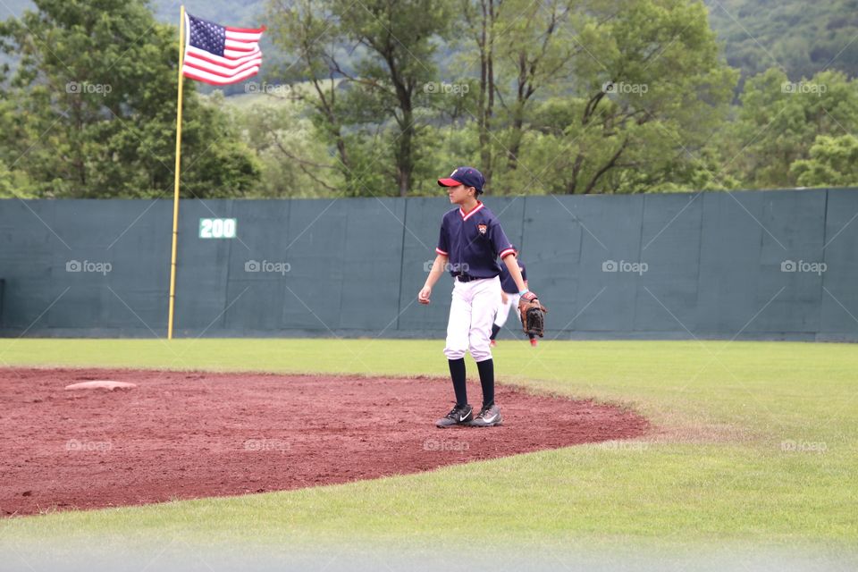 American Flag at baseball field in Cooperstown, NY