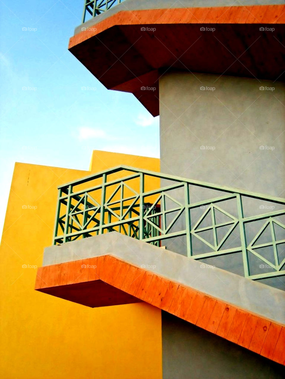 yellow building architecture stair by merethe