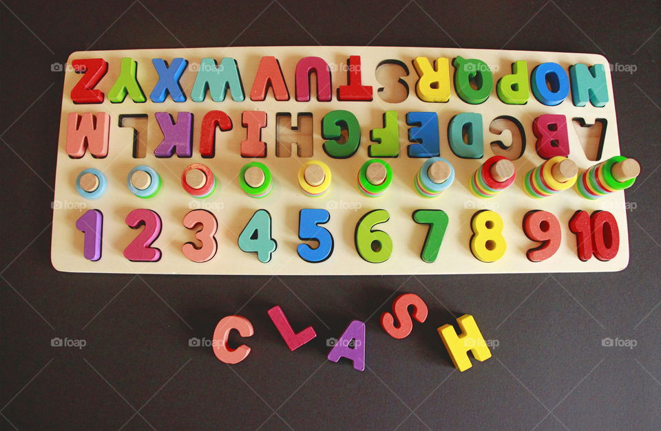 Colorful letters and numbers