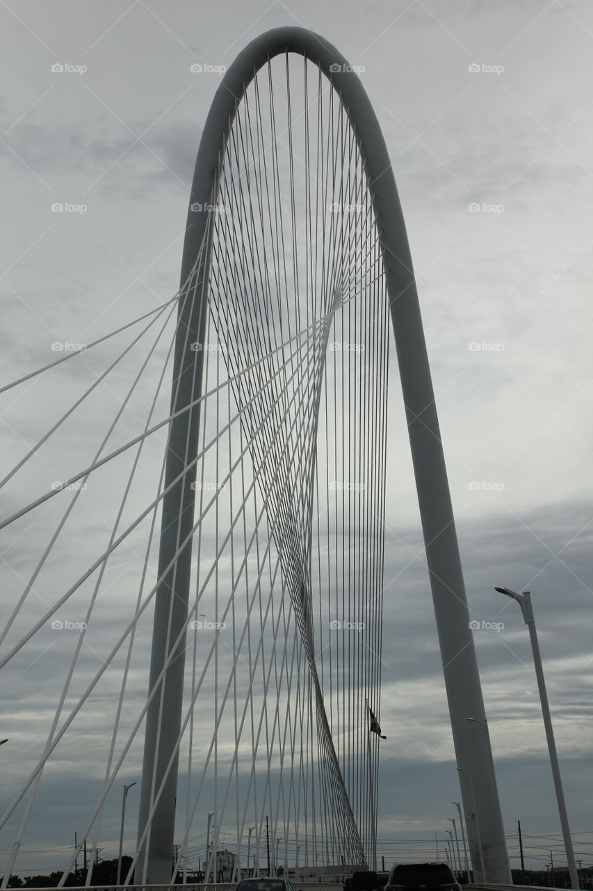 Road trip. Driving over the continental bridge in Dallas, tx