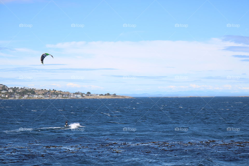 Kite surfing.
