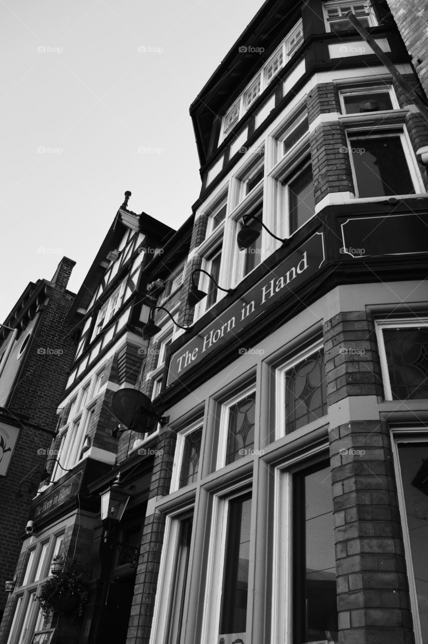 black and white architecture. English architecture