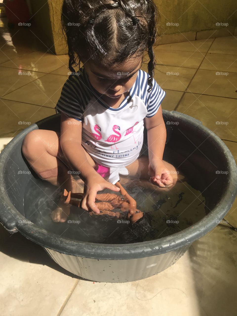 When you don’t have a pool a bucket will do. 