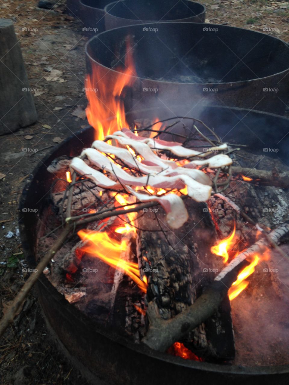 Bacon on the fire
