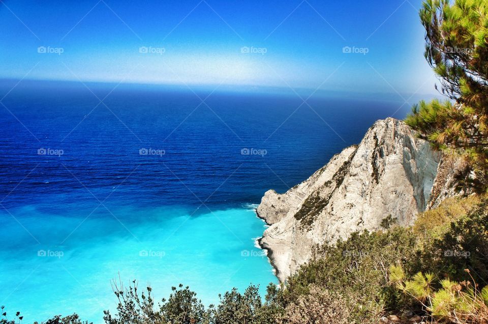 Greek island blue sea