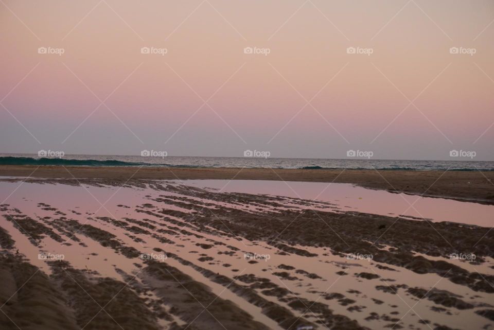 Sunset#sea#reflect#sand#colors#sky