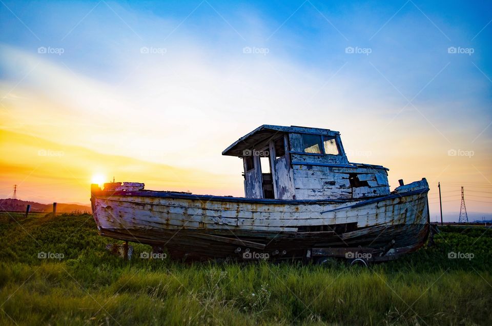 The Edith E. salmon fishing boat at sunset