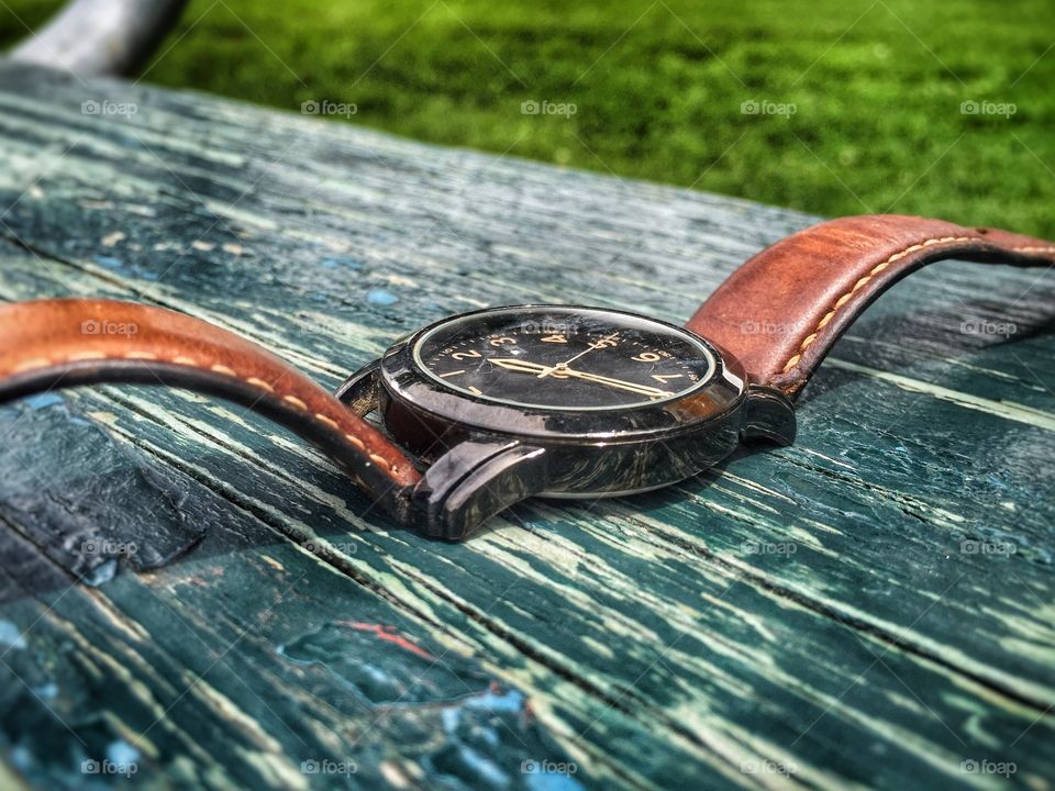 Time Piece on a Park Bench