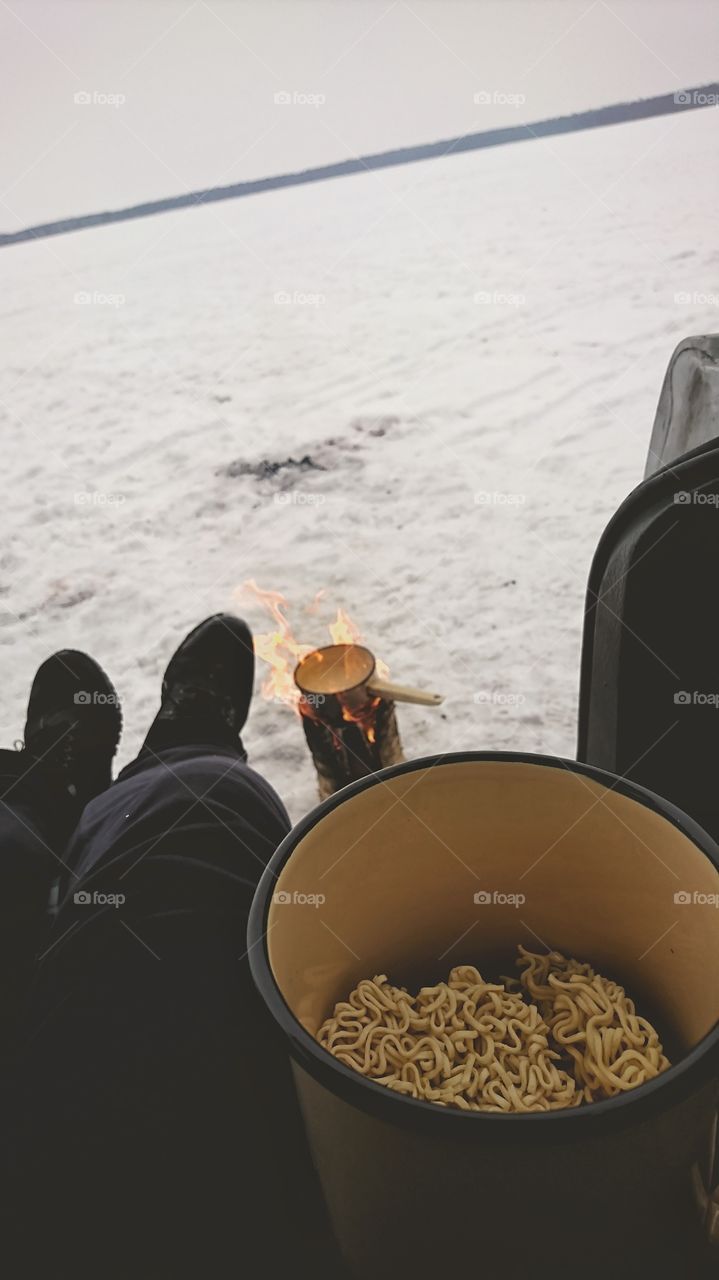 Adventure on the lake shore in the middle of the winter.
