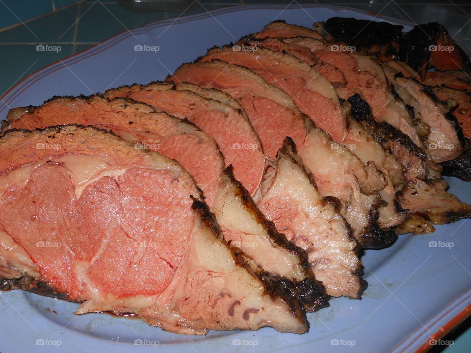 Christmas Eve dinner of prime rib 