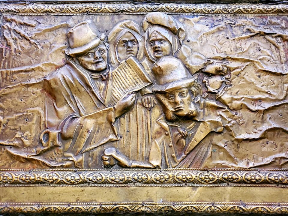 Tin Relief on an Old Trunk