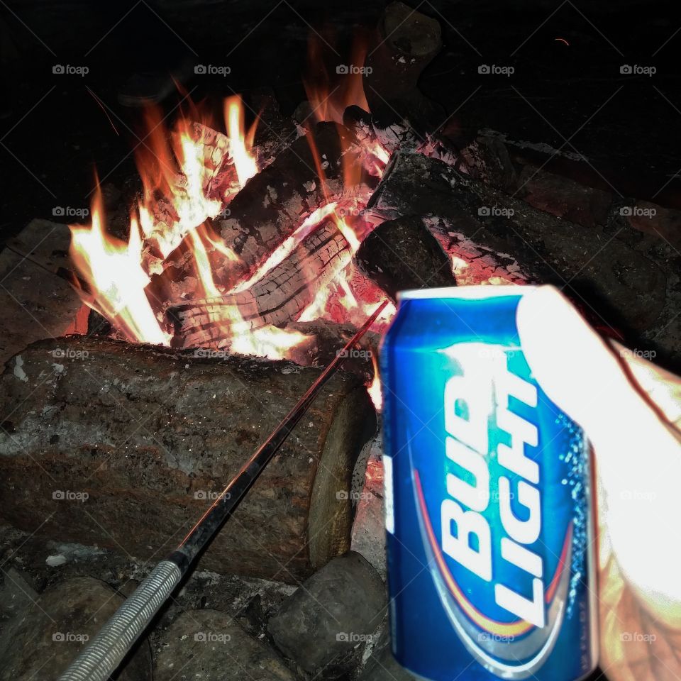 Fire time. having a beer by the fire