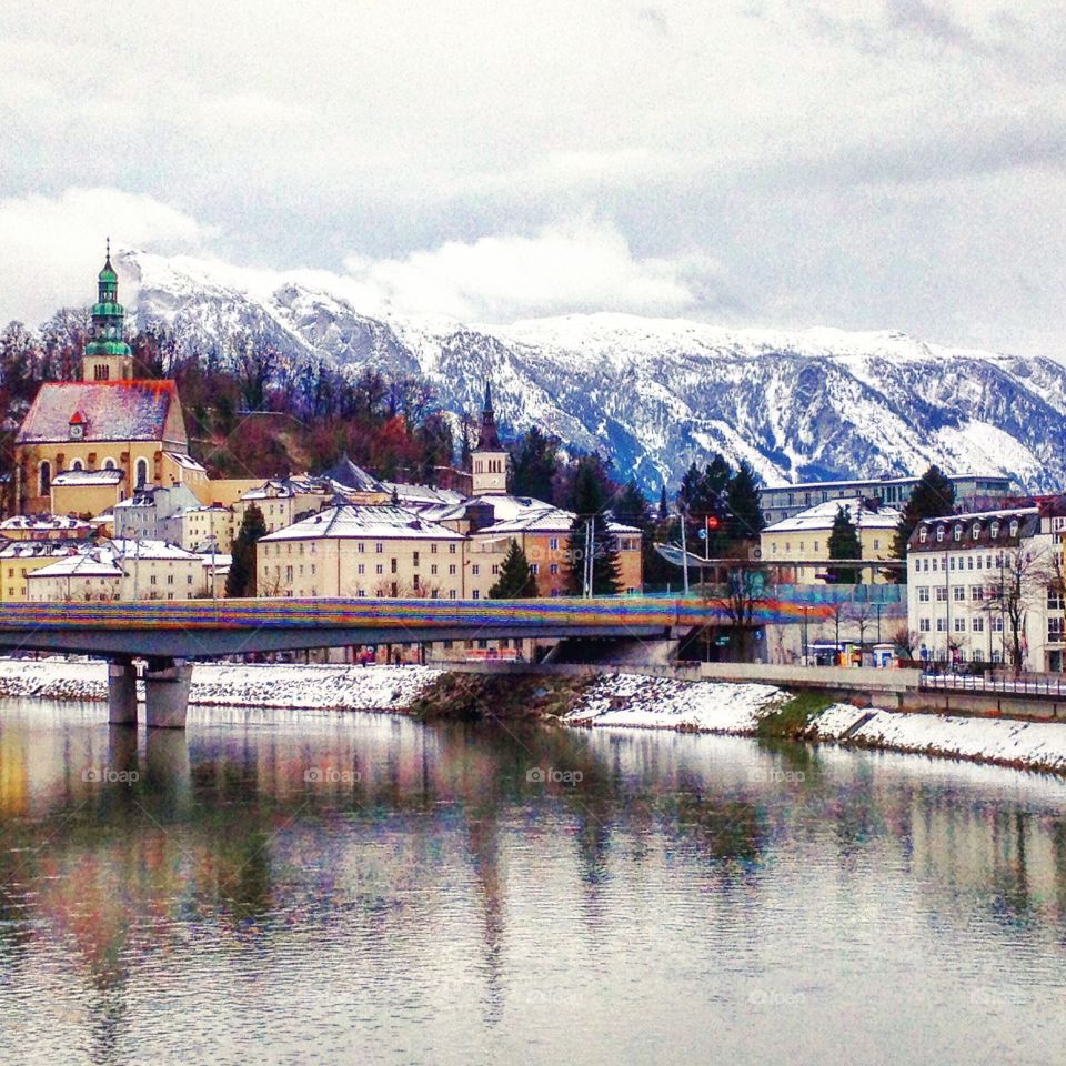 Wintery landscape in Salzburg, Austria