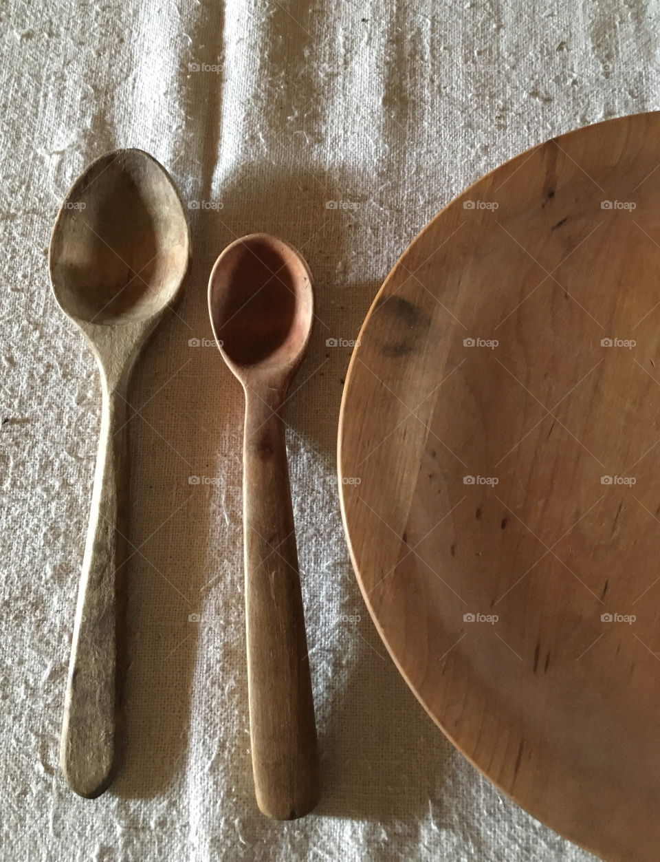 Old spoons and a plate.