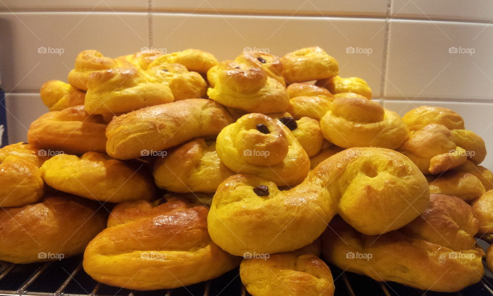 Lussebullar! Buns with saffron in.